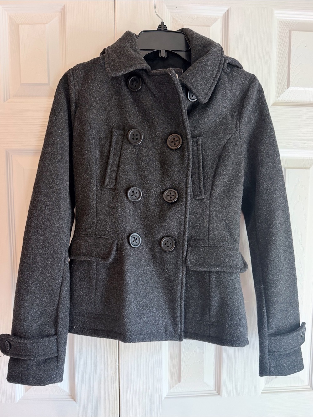 American Eagle Double-Breasted Dark Gray Peacoat